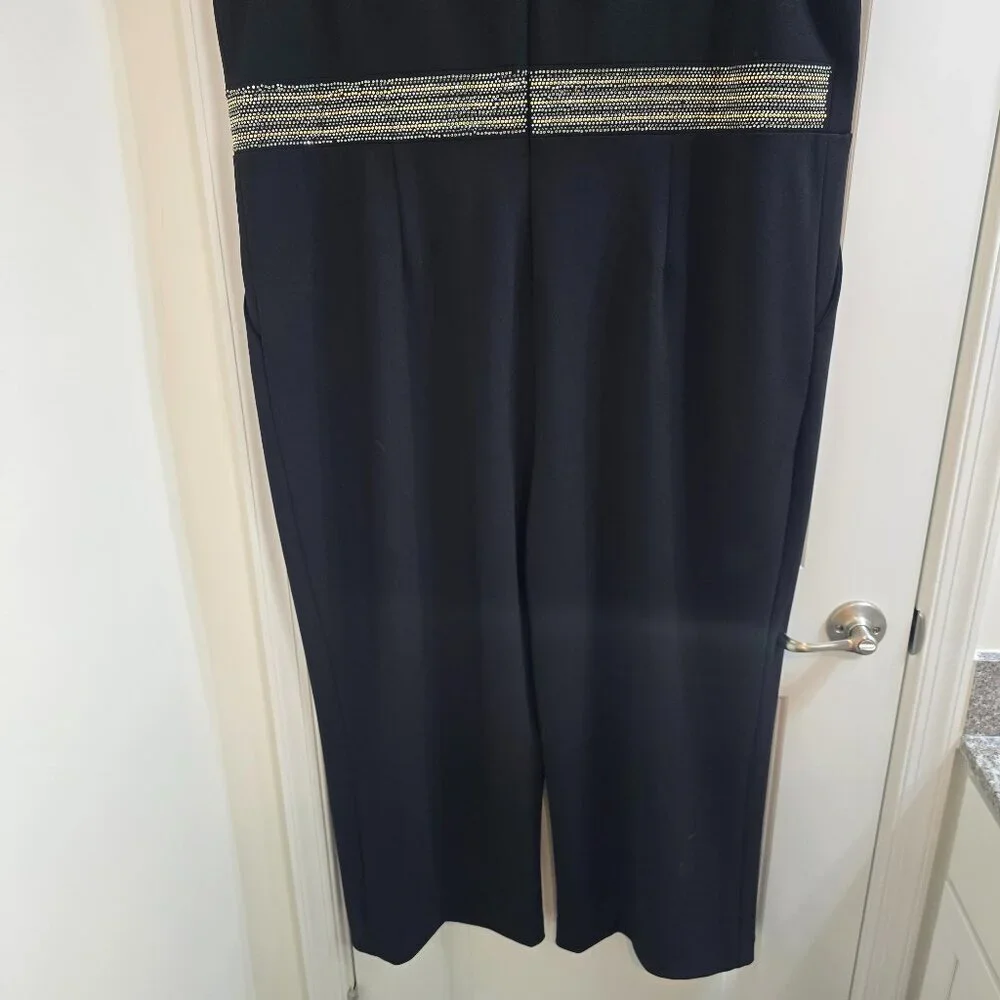 Calvin Klein Pants Jumpsuit - Black with Rhinestone Waist - Picture 10 of 12